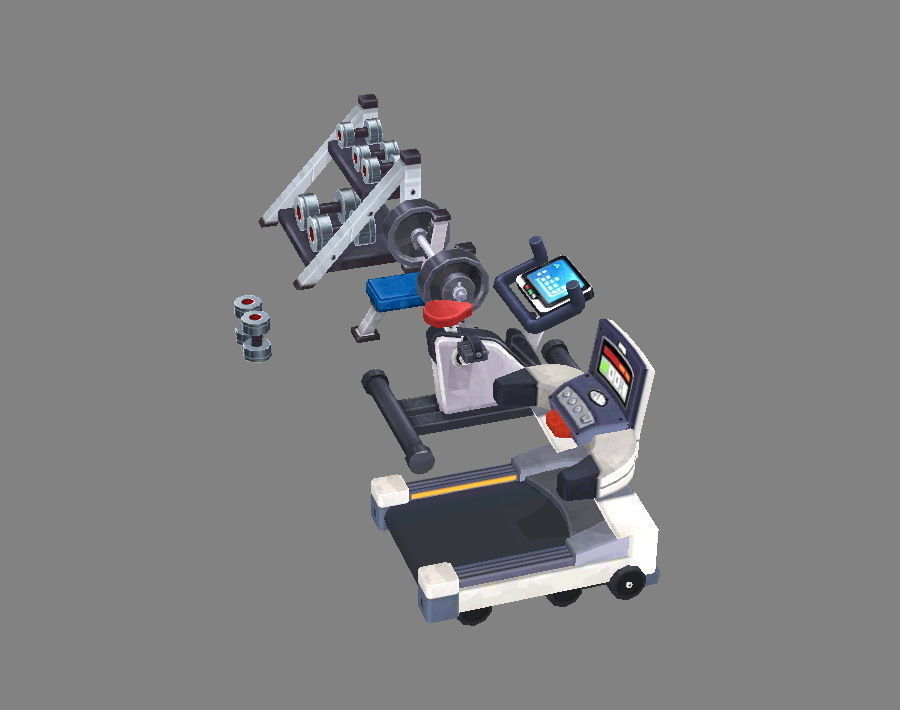 Cartoon fitness equipment Low-poly 3D model_1