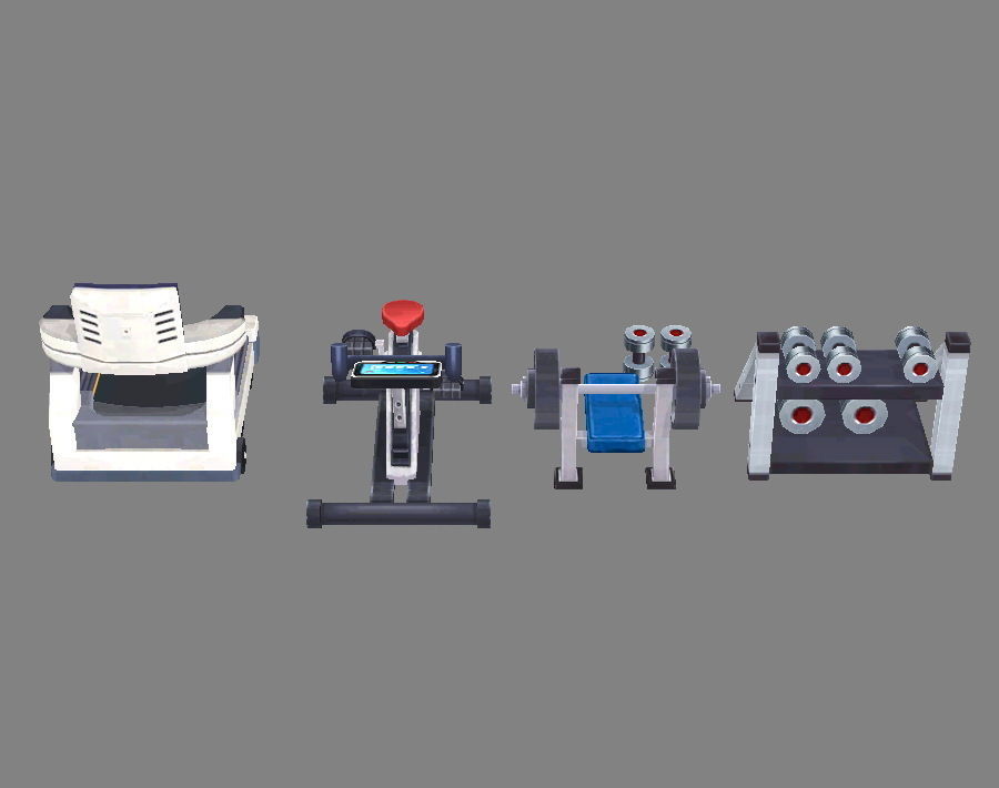 Cartoon fitness equipment Low-poly 3D model_2