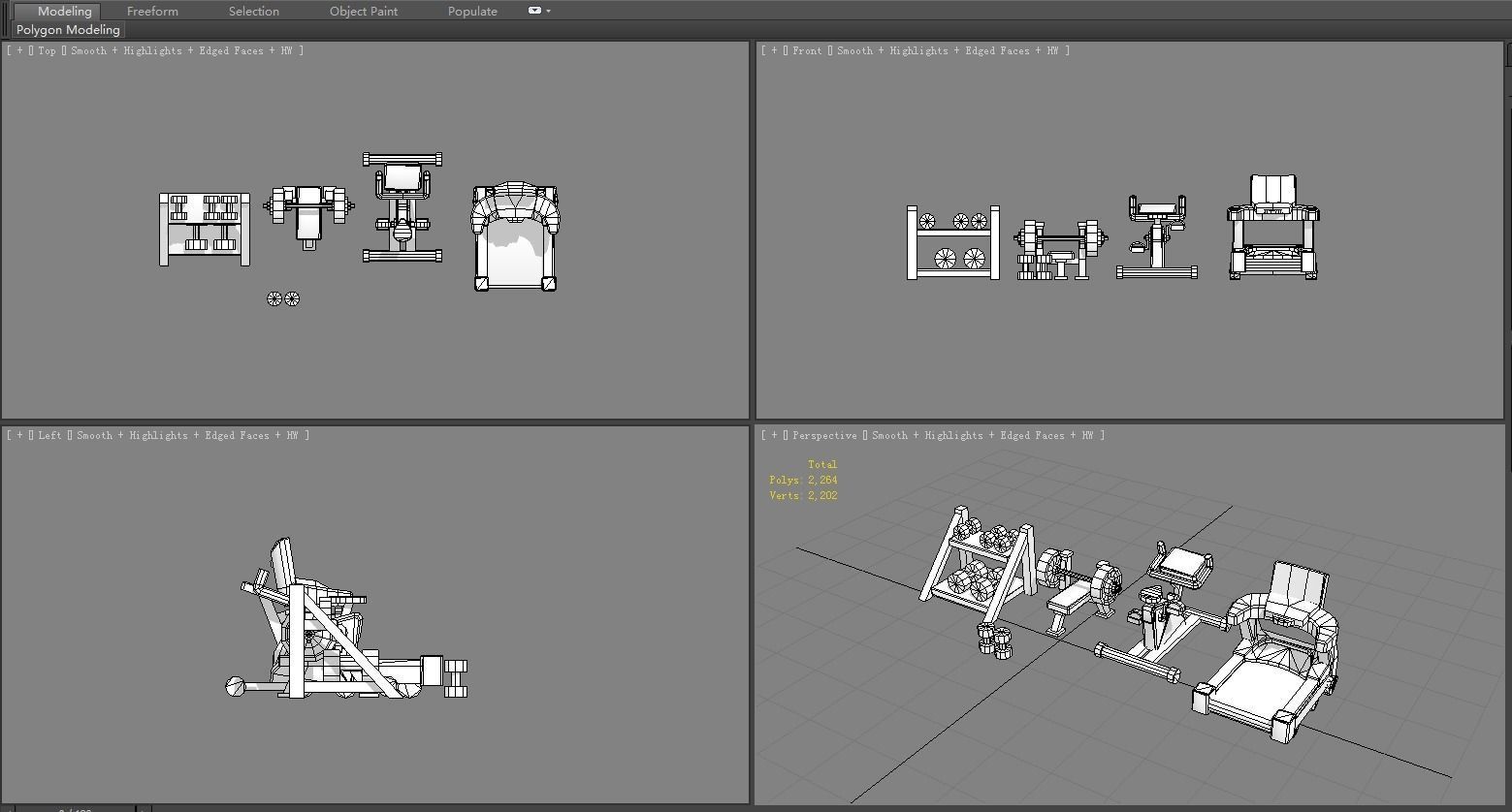 Cartoon fitness equipment Low-poly 3D model_7