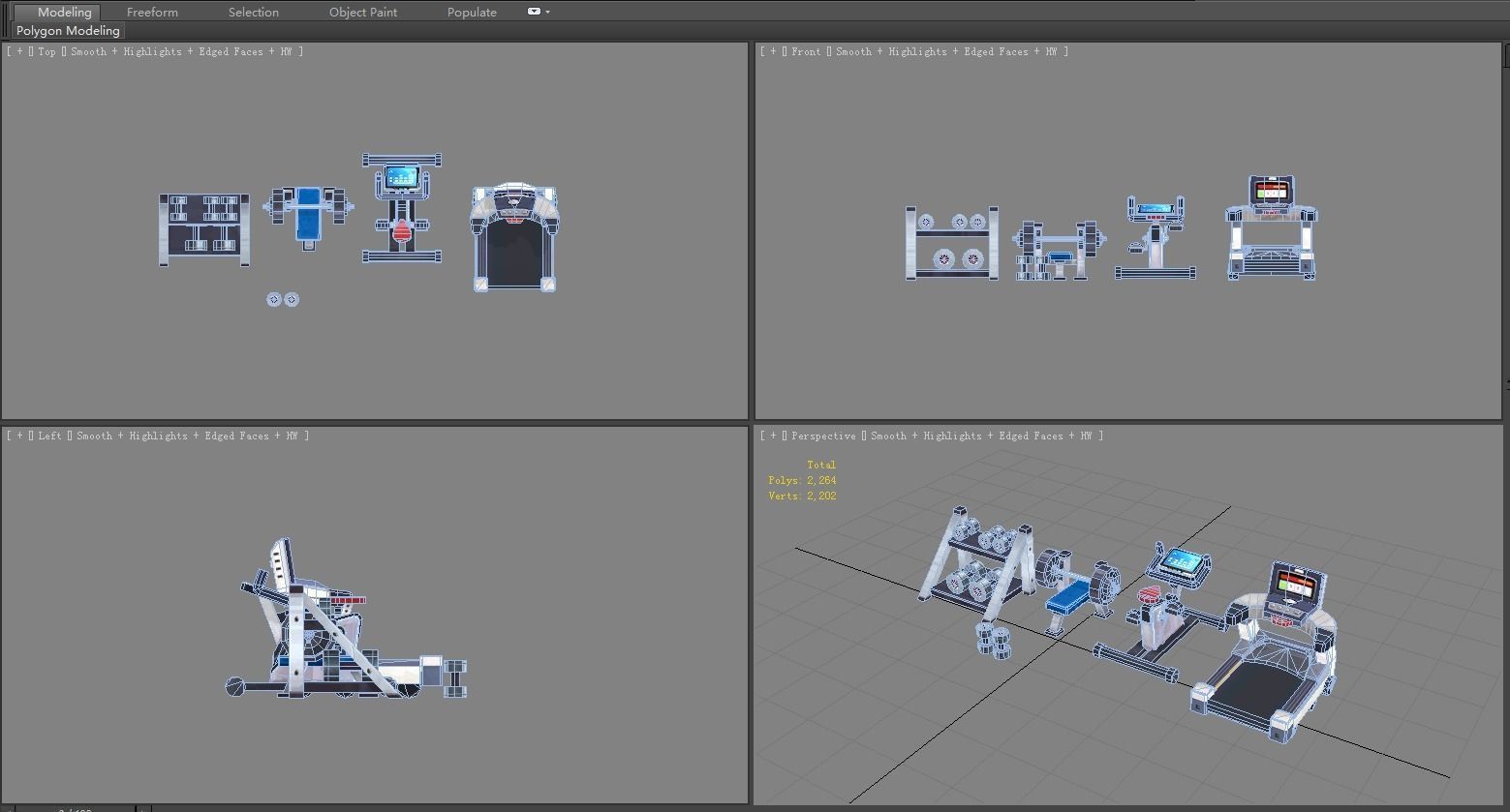 Cartoon fitness equipment Low-poly 3D model_6