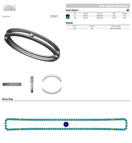 3104V gold bar with diamonds
