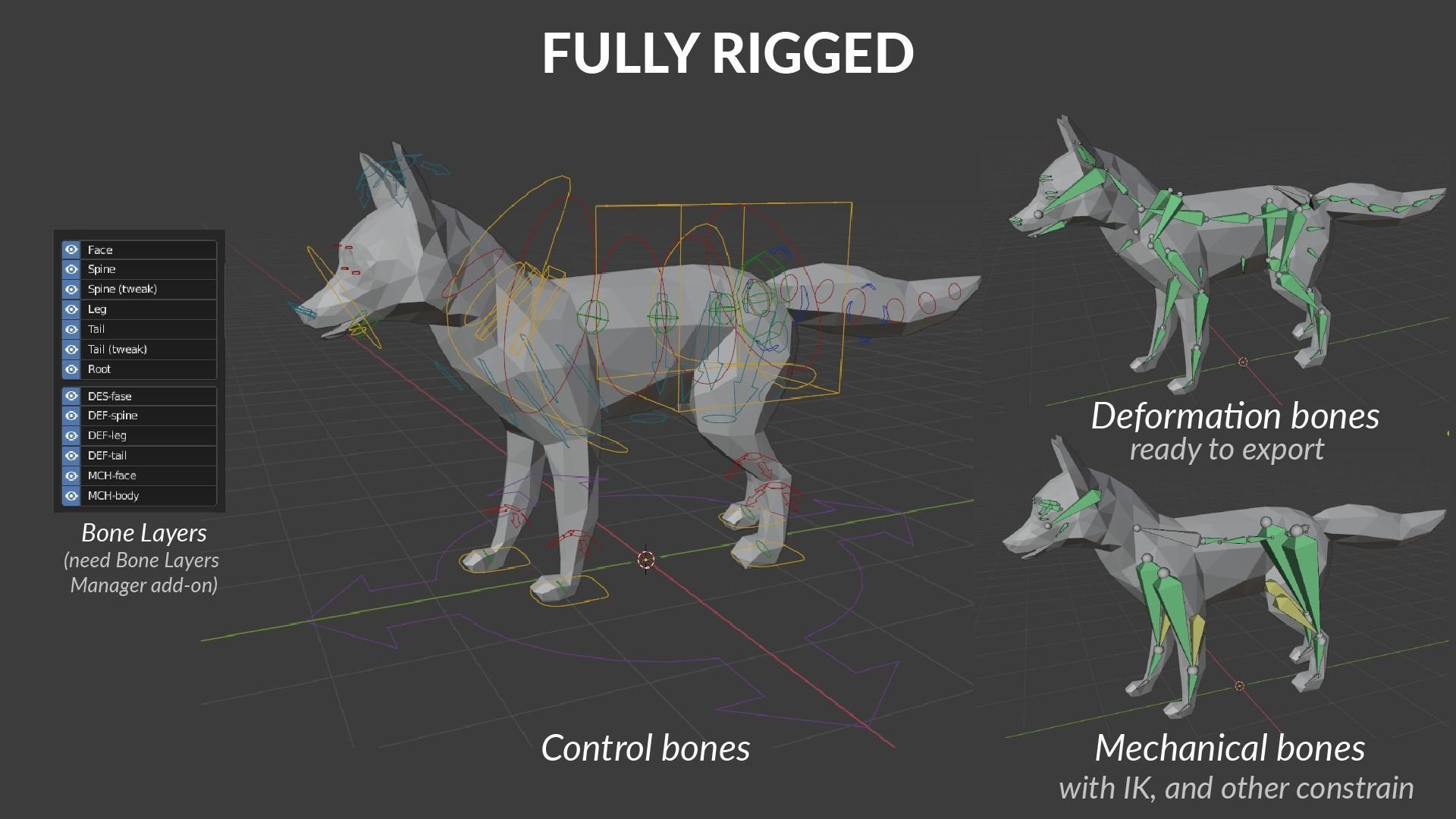 Low Poly Fox polygonal foxes Low-poly 3D model_2