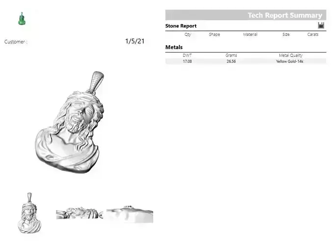 5103G jesus bust in gold