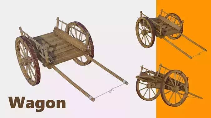 wagon 3d model wooden