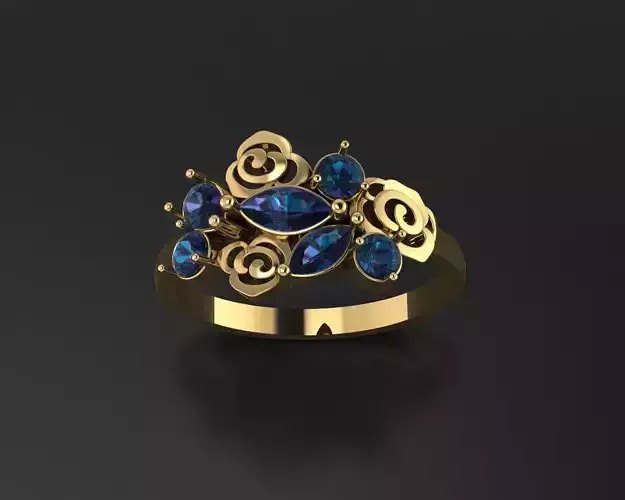 Flower ring 3D print model