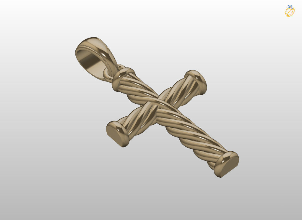 Catholic cross with a rope 3D print model_17