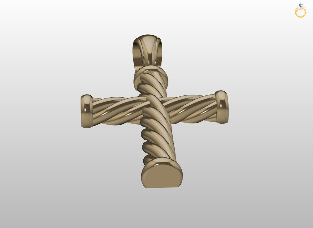 Catholic cross with a rope 3D print model_6