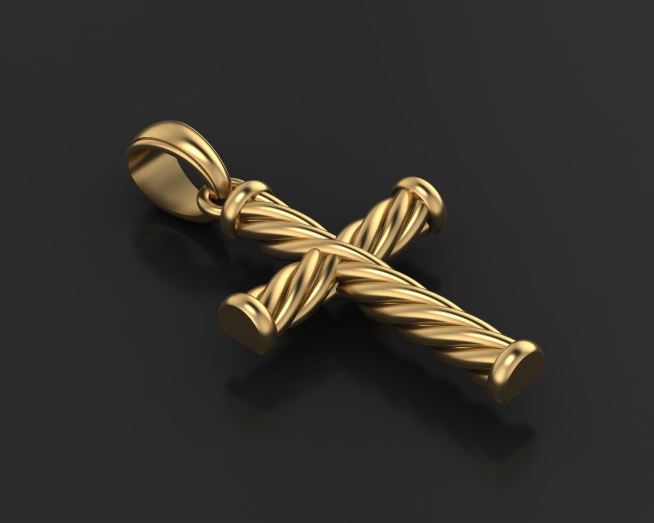 Catholic cross with a rope 3D print model_7