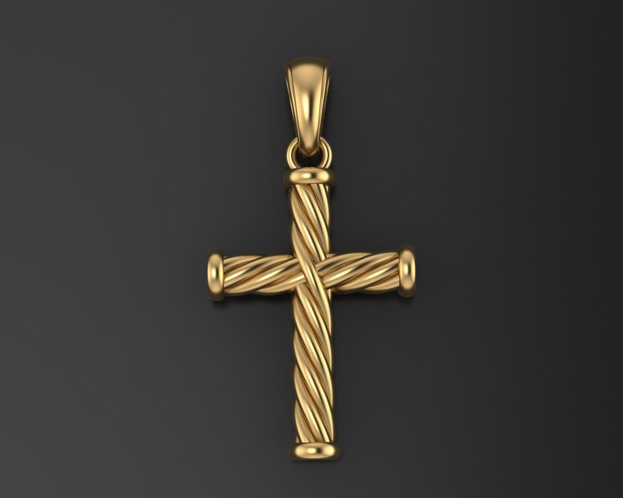 Catholic cross with a rope 3D print model_12