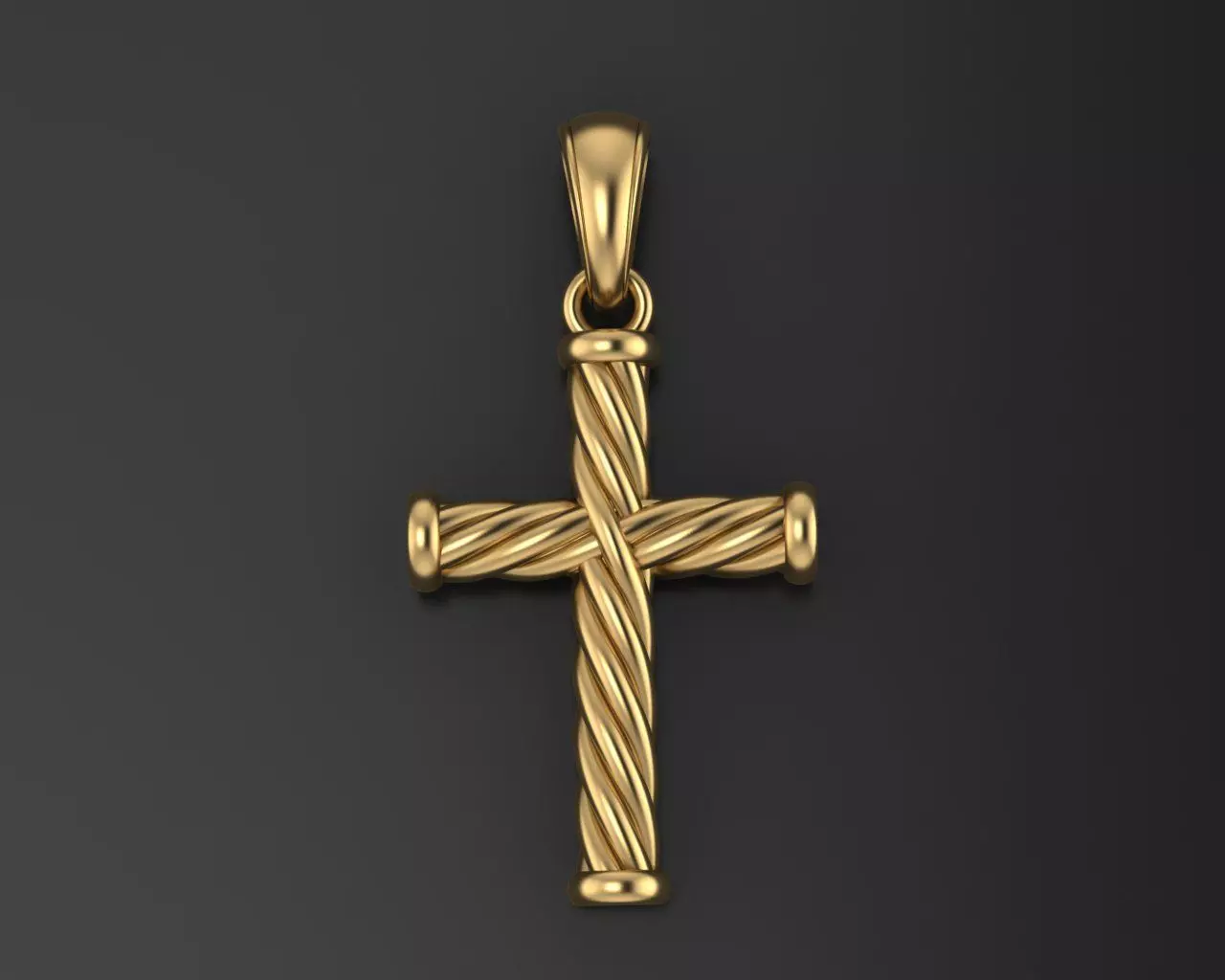 Catholic cross with a rope 3D print model_0