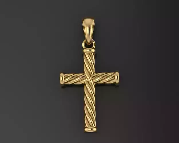 Catholic cross with a rope 3D print model