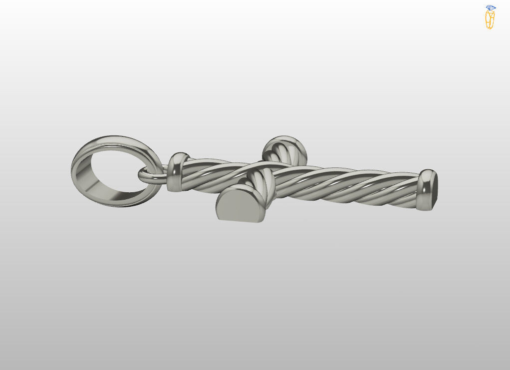 Catholic cross with a rope 3D print model_10