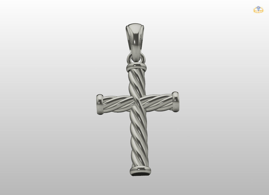 Catholic cross with a rope 3D print model_11