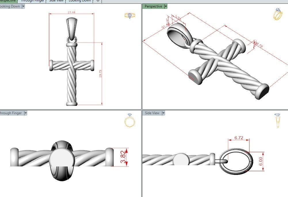 Catholic cross with a rope 3D print model_14