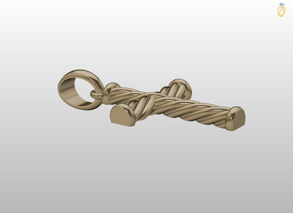 Catholic cross with a rope 3D print model_16
