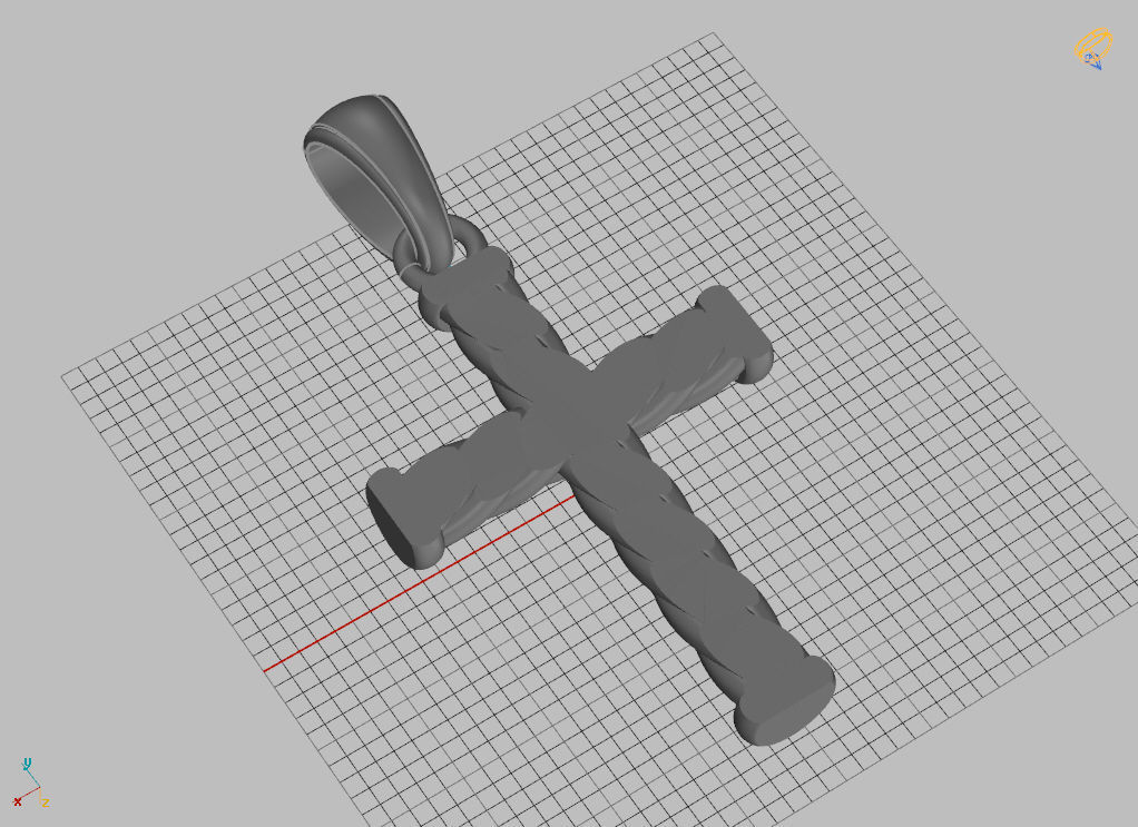 Catholic cross with a rope 3D print model_4