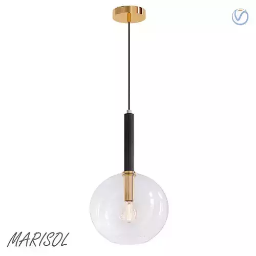 MARISOL pendant light with glass globe and gold finish