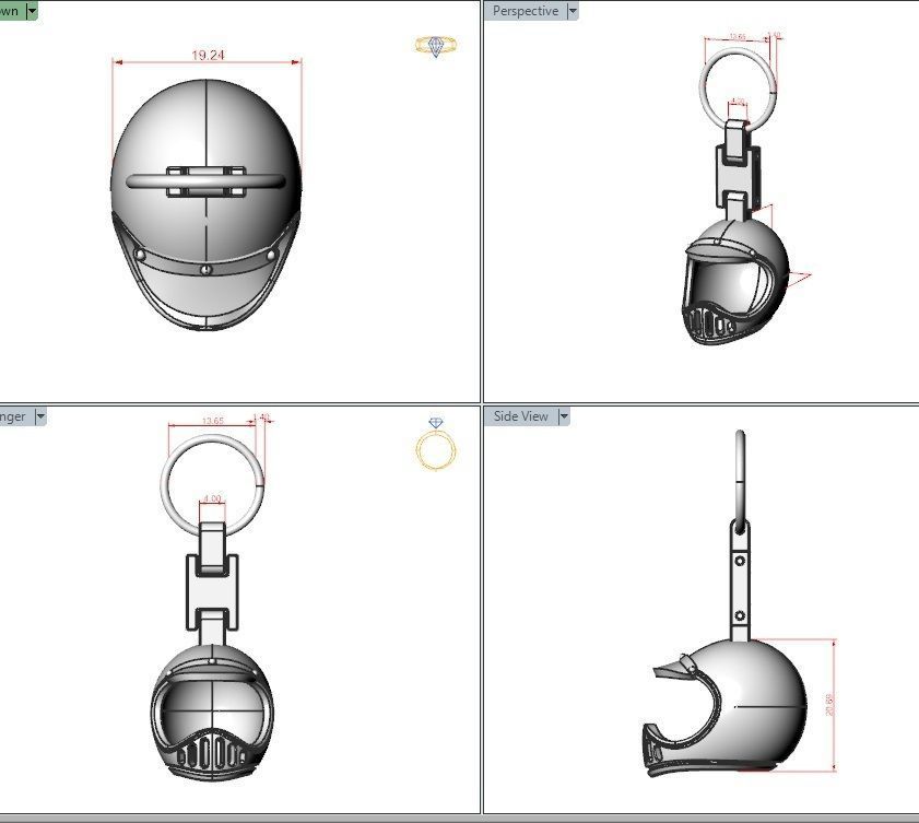 Keychain motorcycle helmet Trinket 3D print model_2
