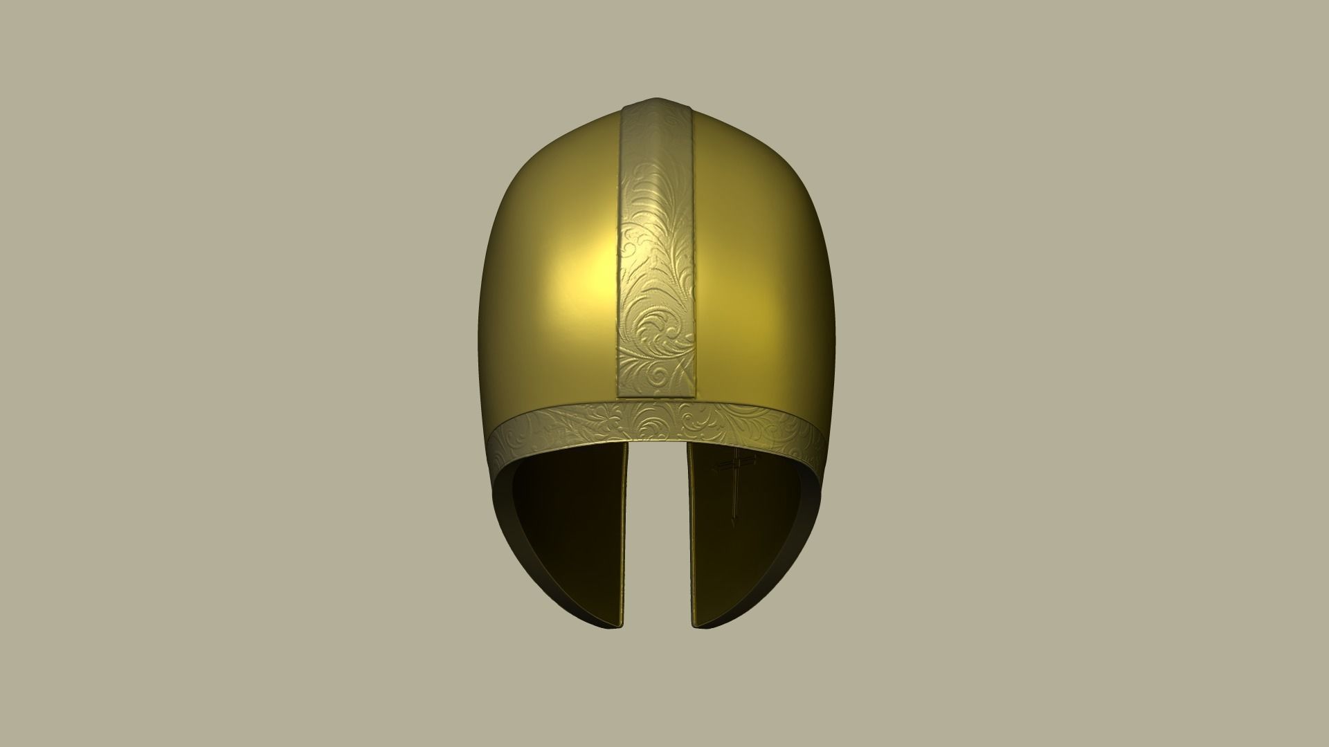 Golden Crusader Helmet - Character Design Low-poly 3D model_9