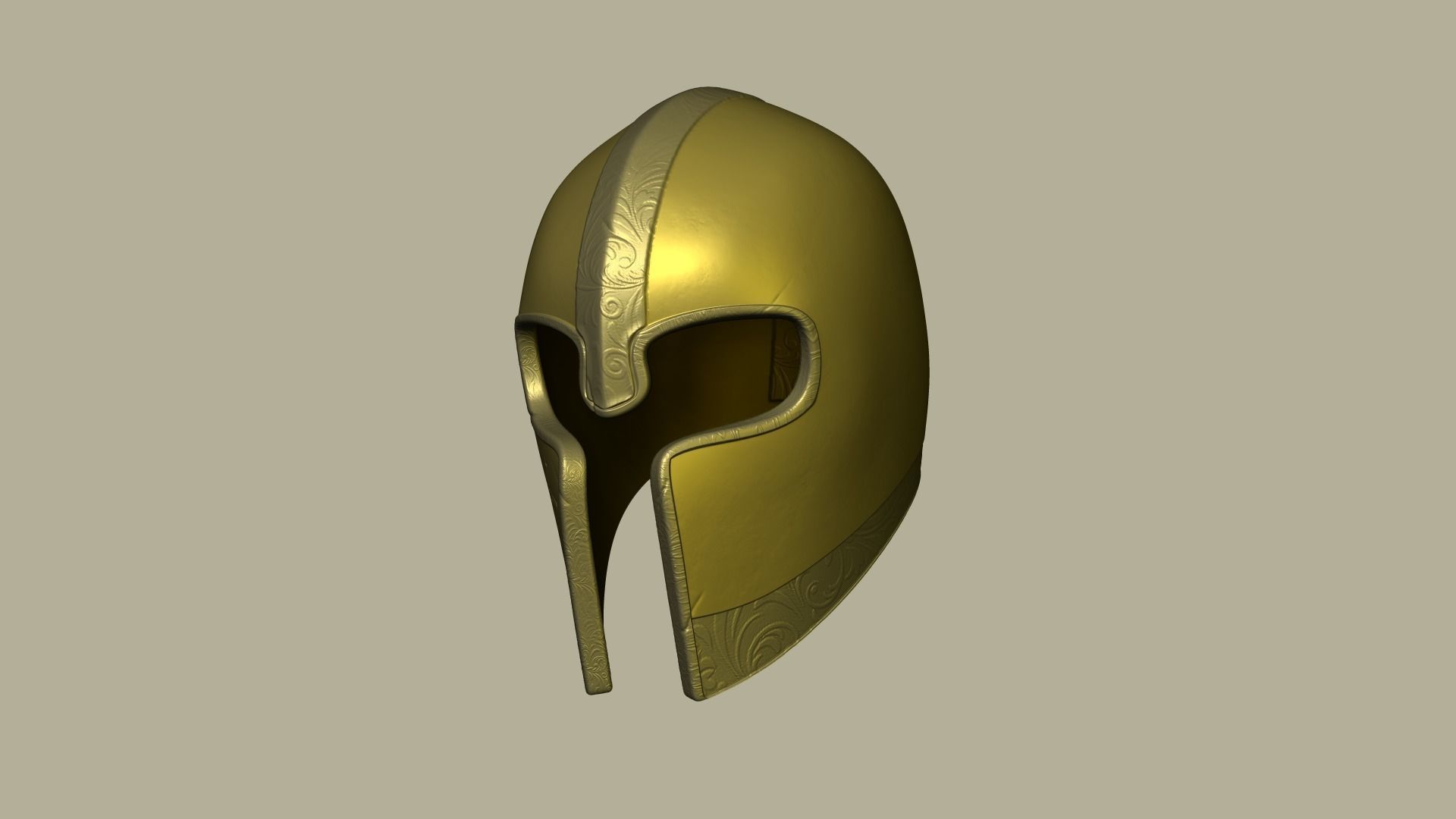 Golden Crusader Helmet - Character Design Low-poly 3D model_4