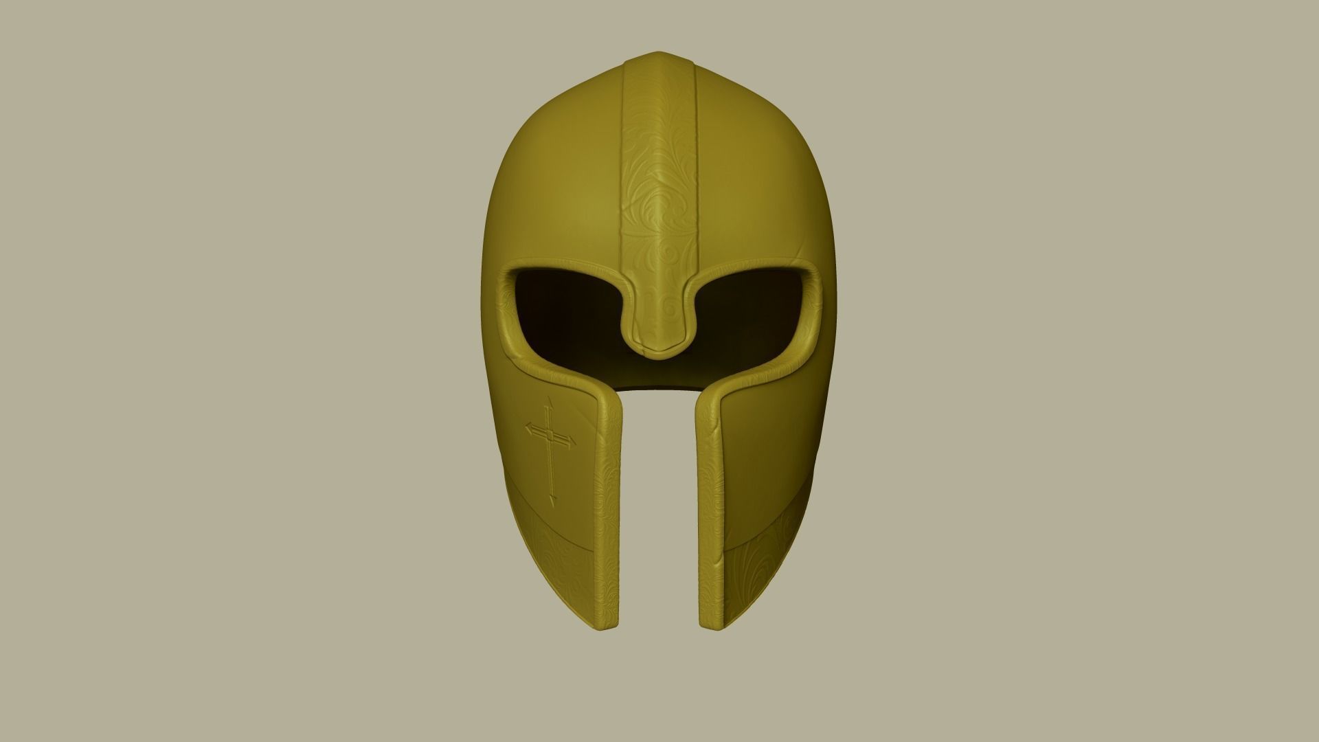 Golden Crusader Helmet - Character Design Low-poly 3D model_2