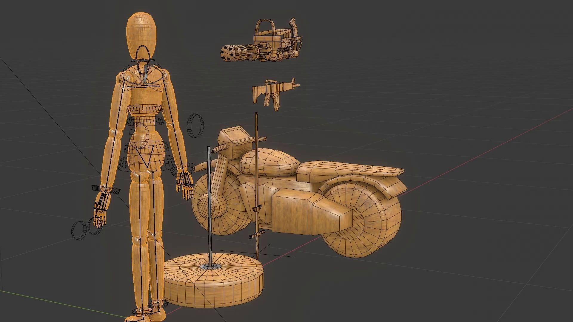 Rigged Wooden Manequin  3D Model 3D model_41