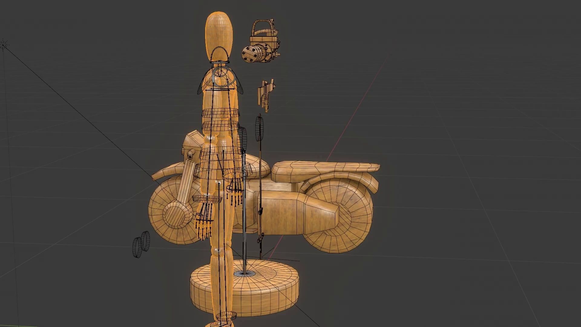 Rigged Wooden Manequin  3D Model 3D model_42