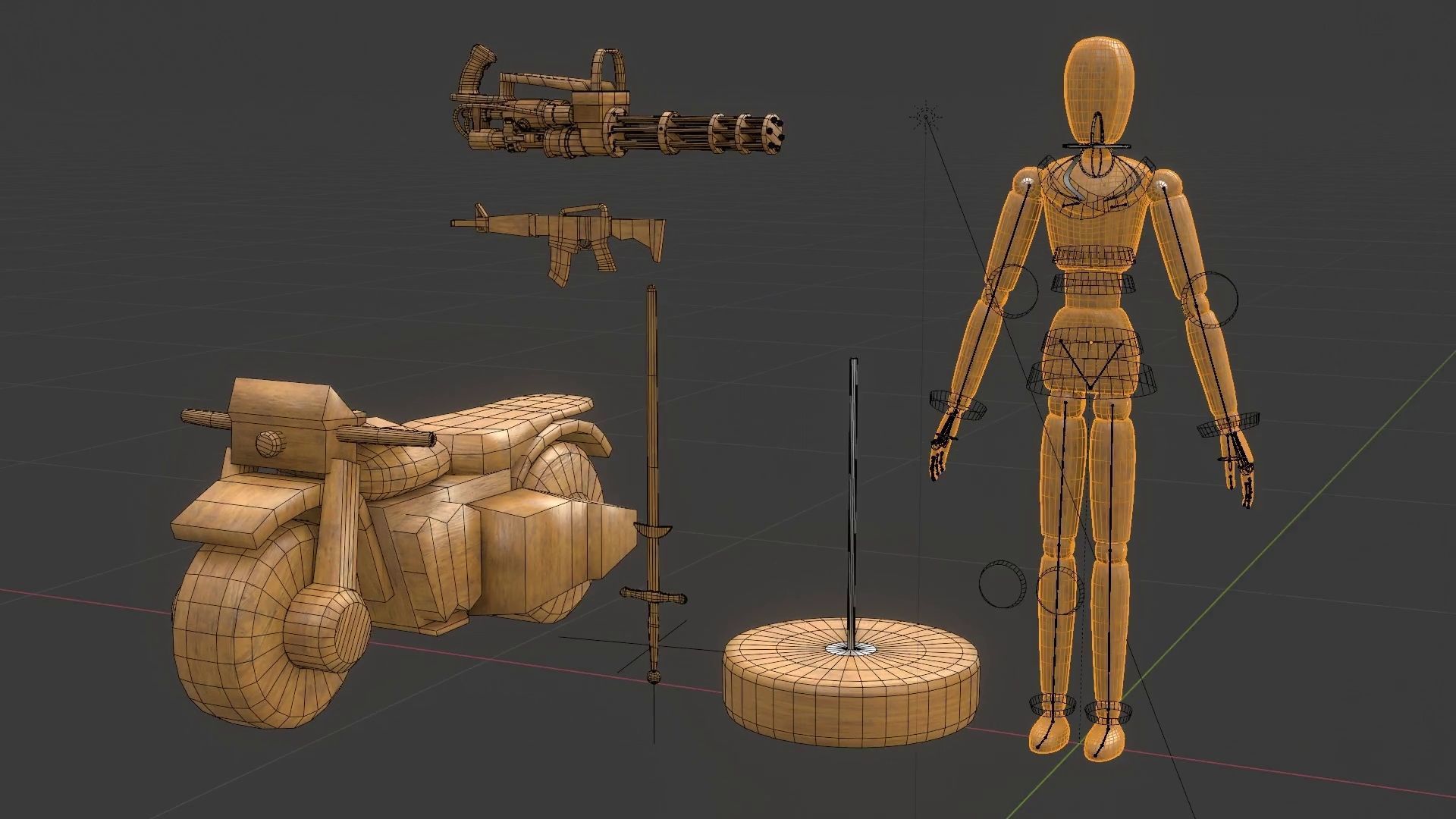 Rigged Wooden Manequin  3D Model 3D model_47