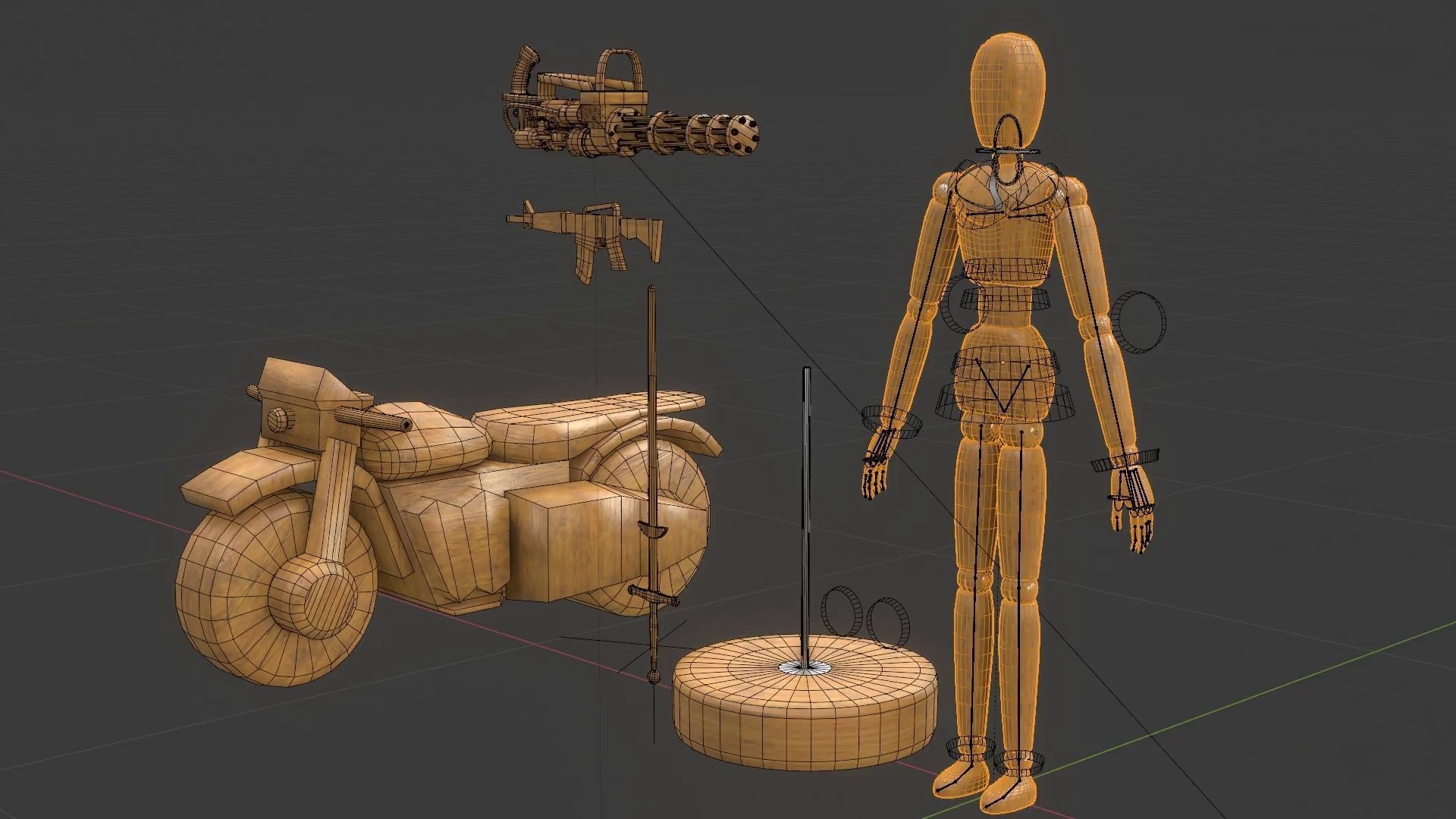 Rigged Wooden Manequin  3D Model 3D model_45