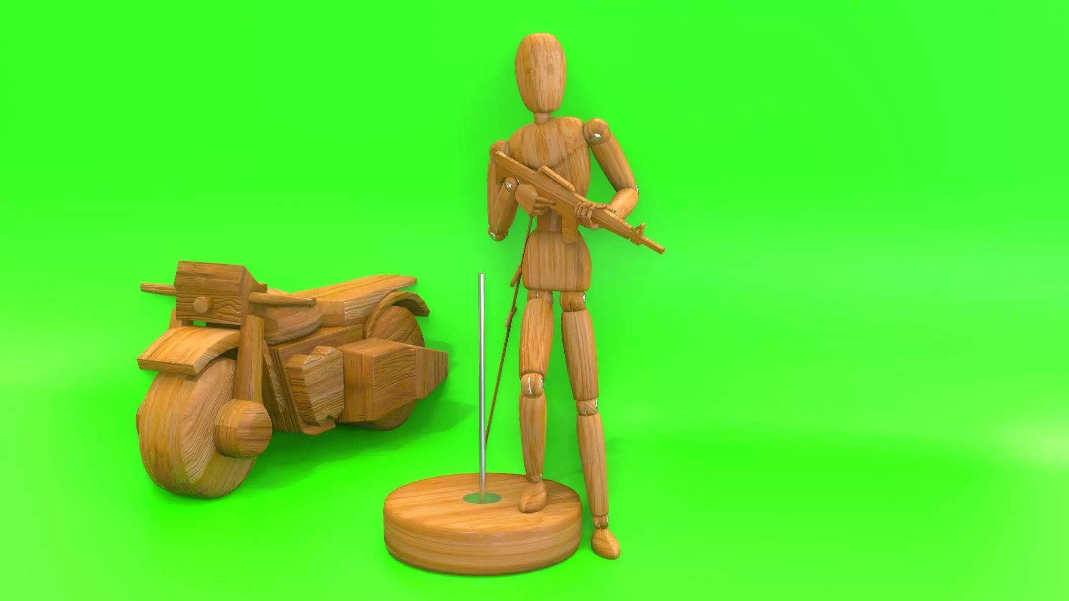 Rigged Wooden Manequin  3D Model 3D model_0
