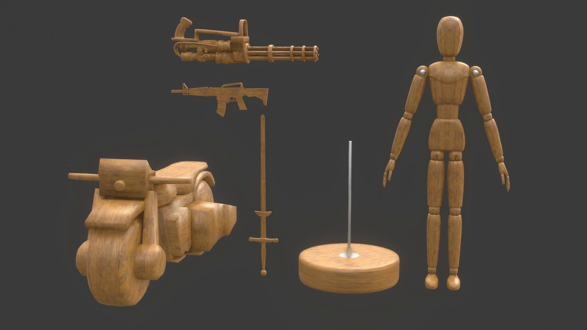 Rigged Wooden Manequin  3D Model 3D model_4