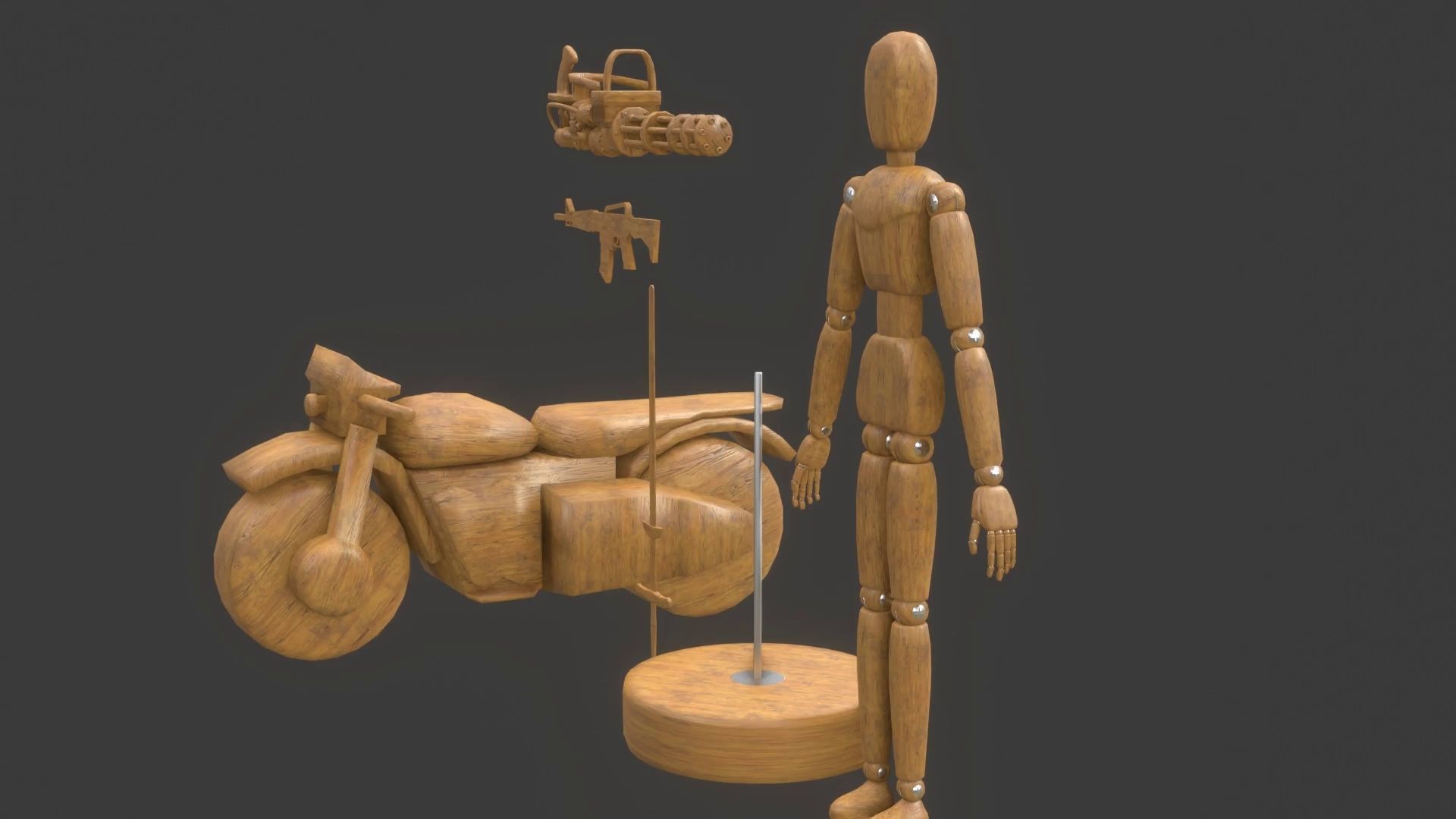 Rigged Wooden Manequin  3D Model 3D model_20