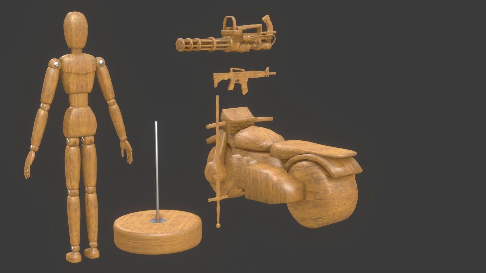 Rigged Wooden Manequin  3D Model 3D model_16