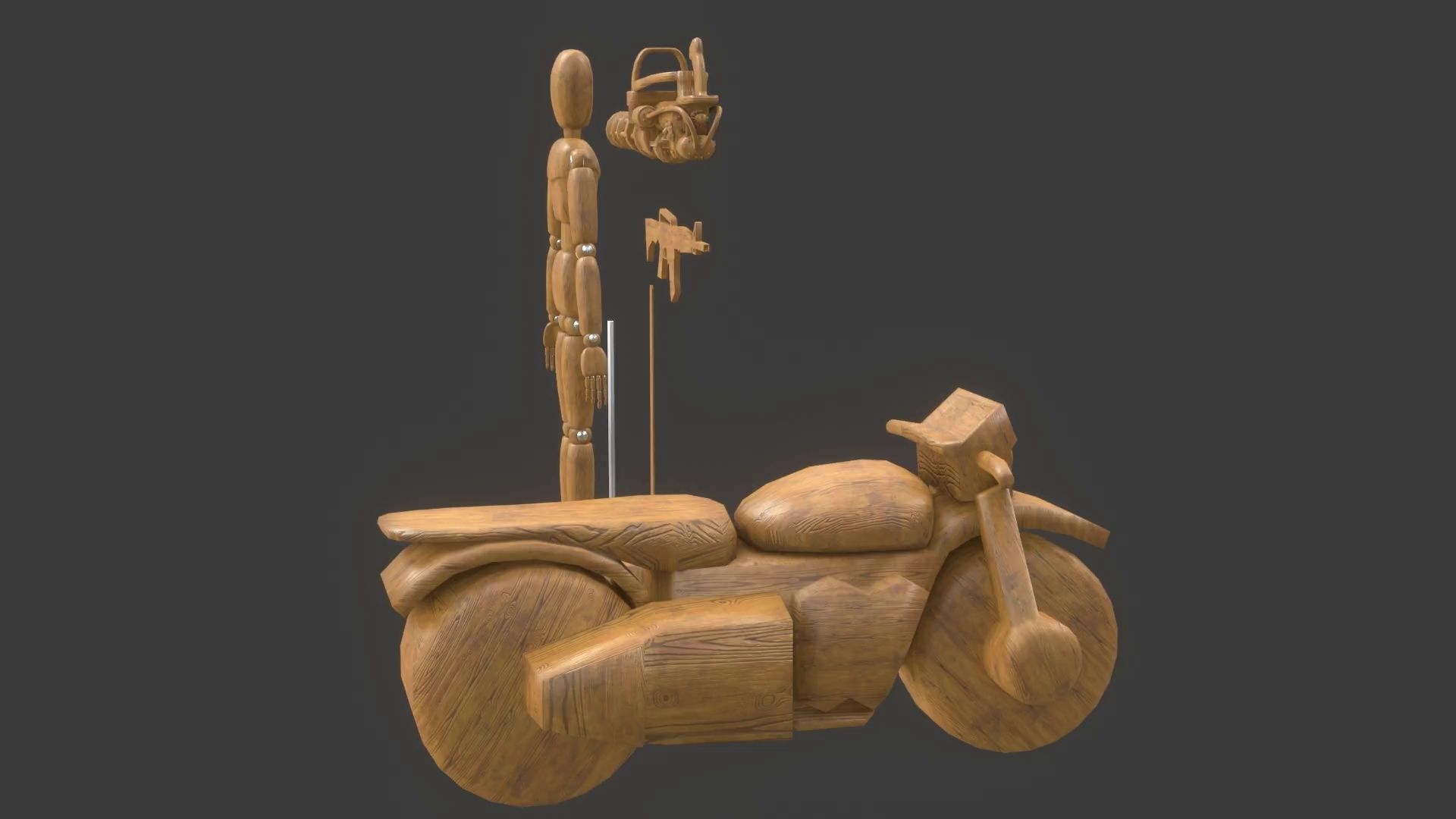 Rigged Wooden Manequin  3D Model 3D model_11