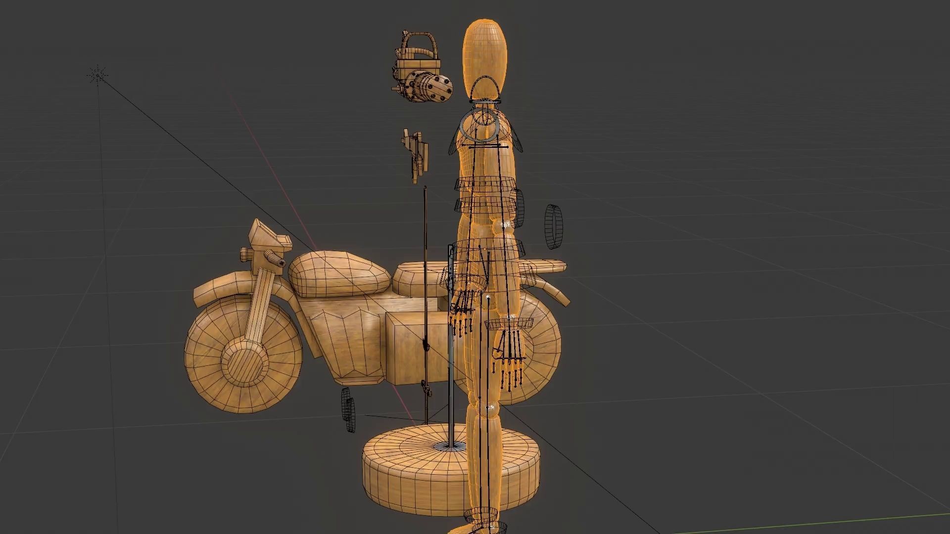 Rigged Wooden Manequin  3D Model 3D model_43