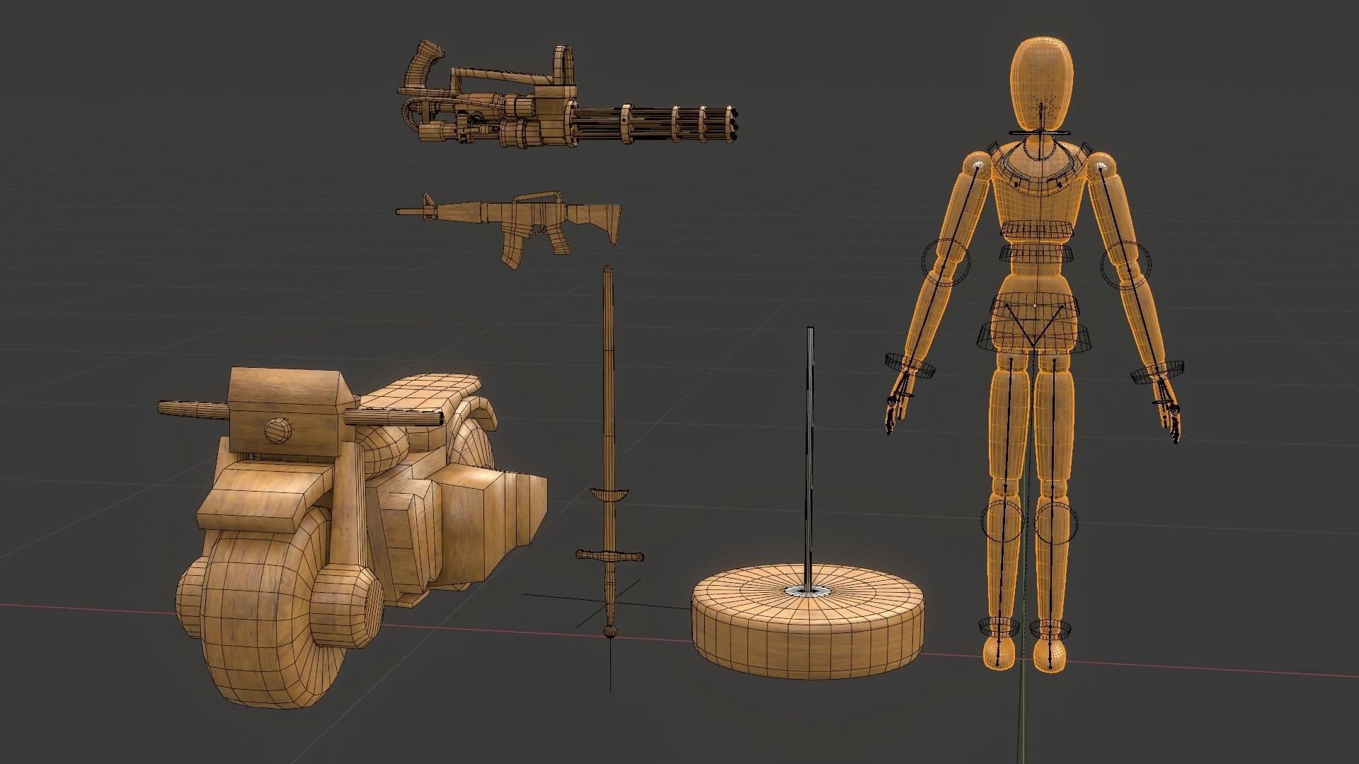 Rigged Wooden Manequin  3D Model 3D model_28