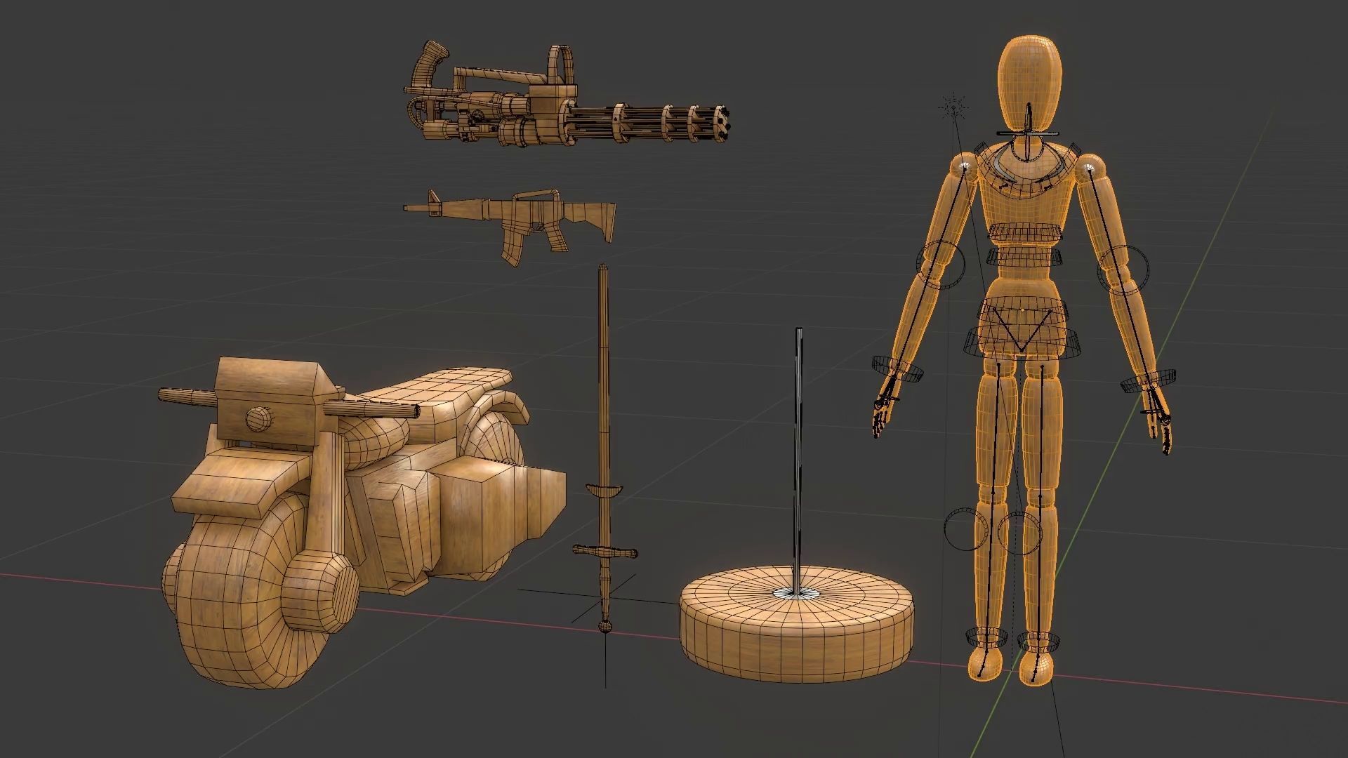 Rigged Wooden Manequin  3D Model 3D model_26