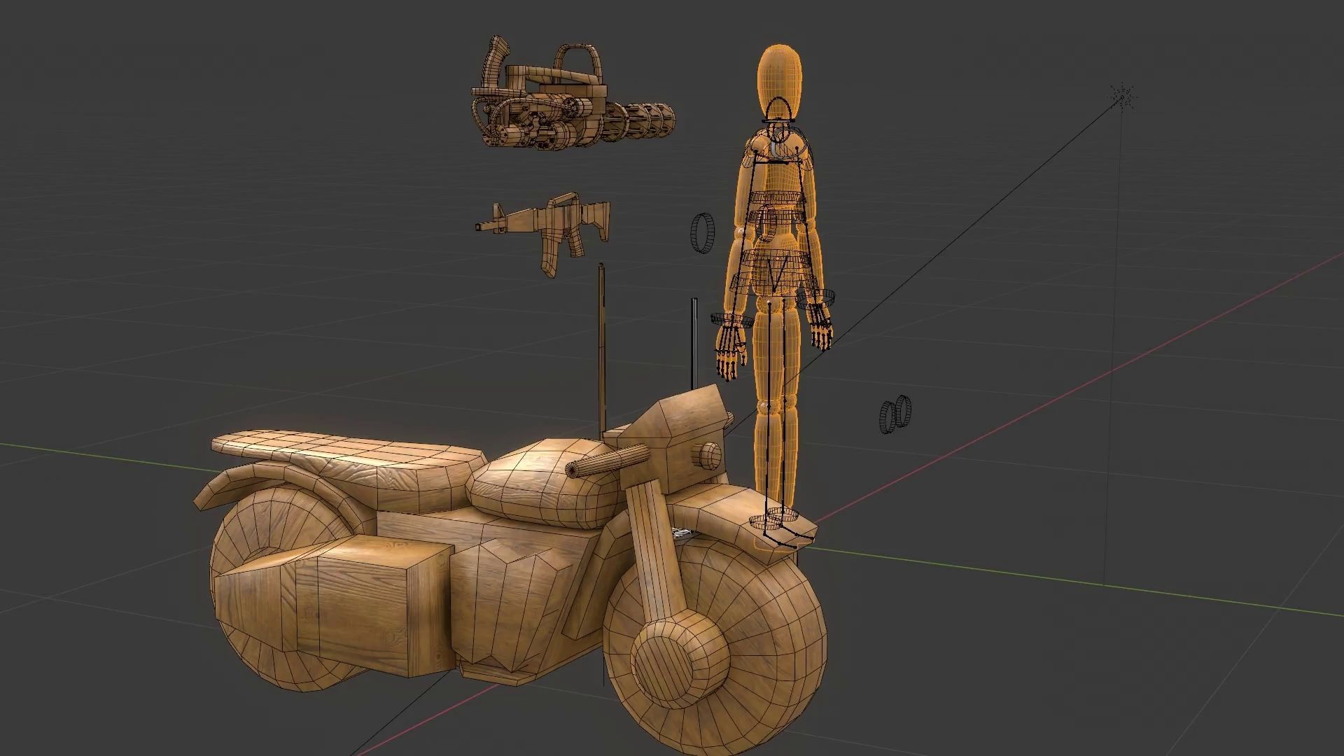 Rigged Wooden Manequin  3D Model 3D model_33