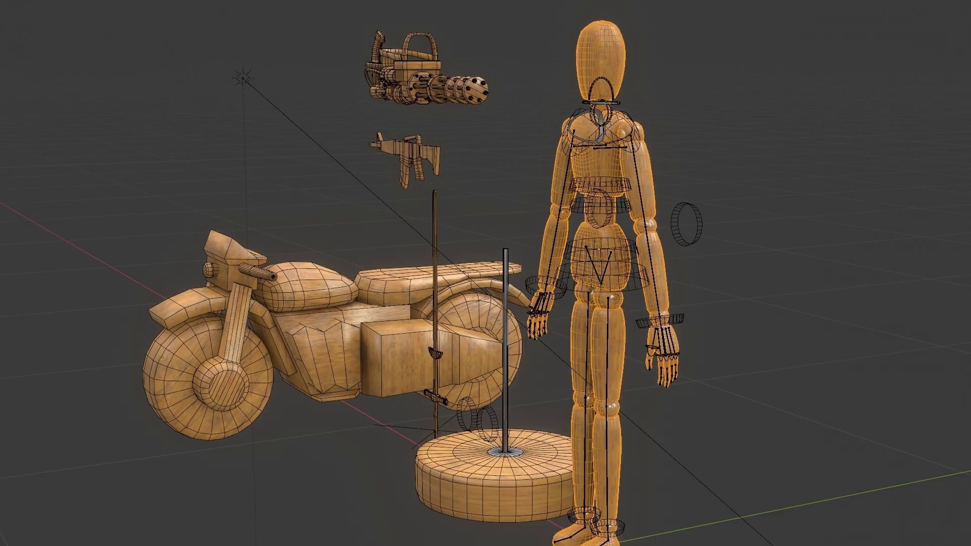 Rigged Wooden Manequin  3D Model 3D model_44