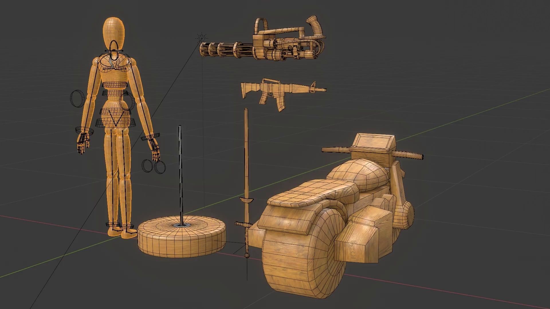 Rigged Wooden Manequin  3D Model 3D model_37