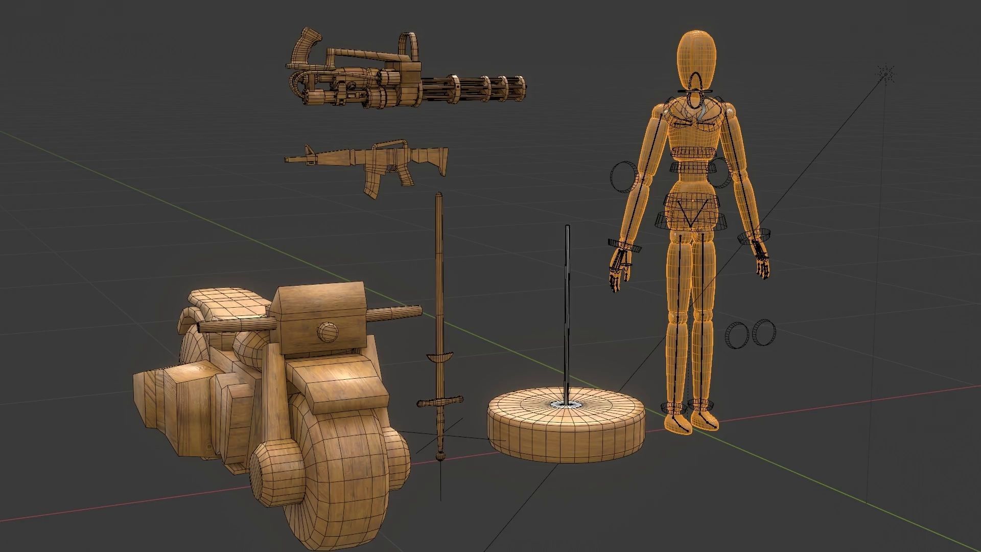 Rigged Wooden Manequin  3D Model 3D model_31