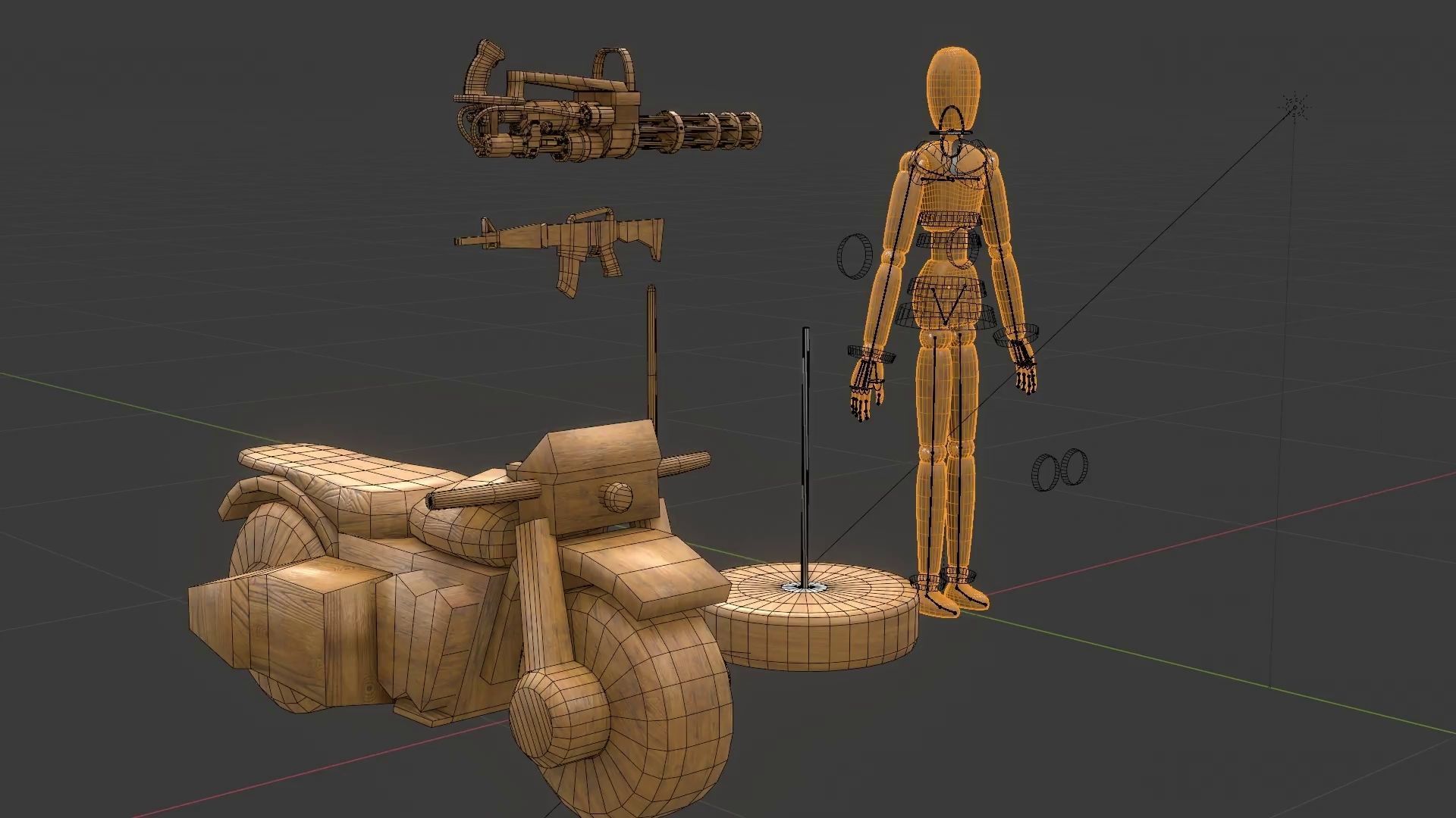 Rigged Wooden Manequin  3D Model 3D model_32