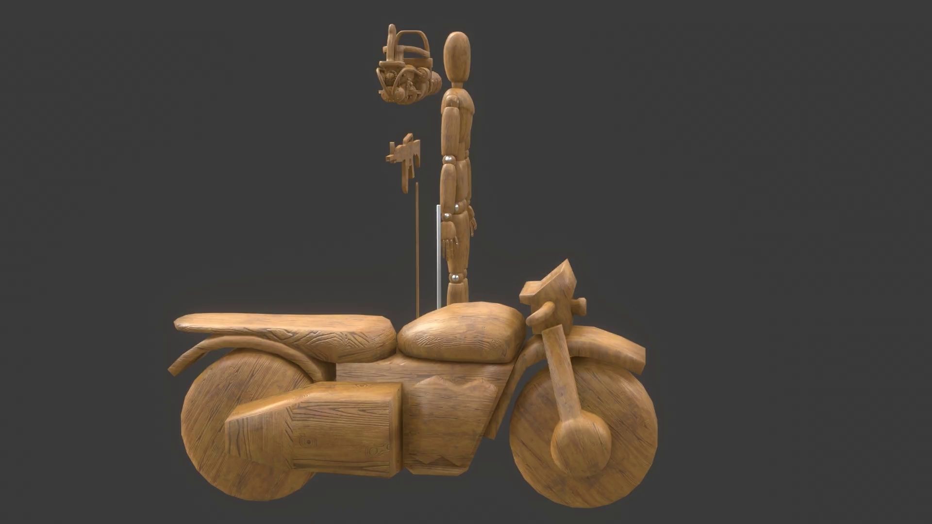 Rigged Wooden Manequin  3D Model 3D model_10