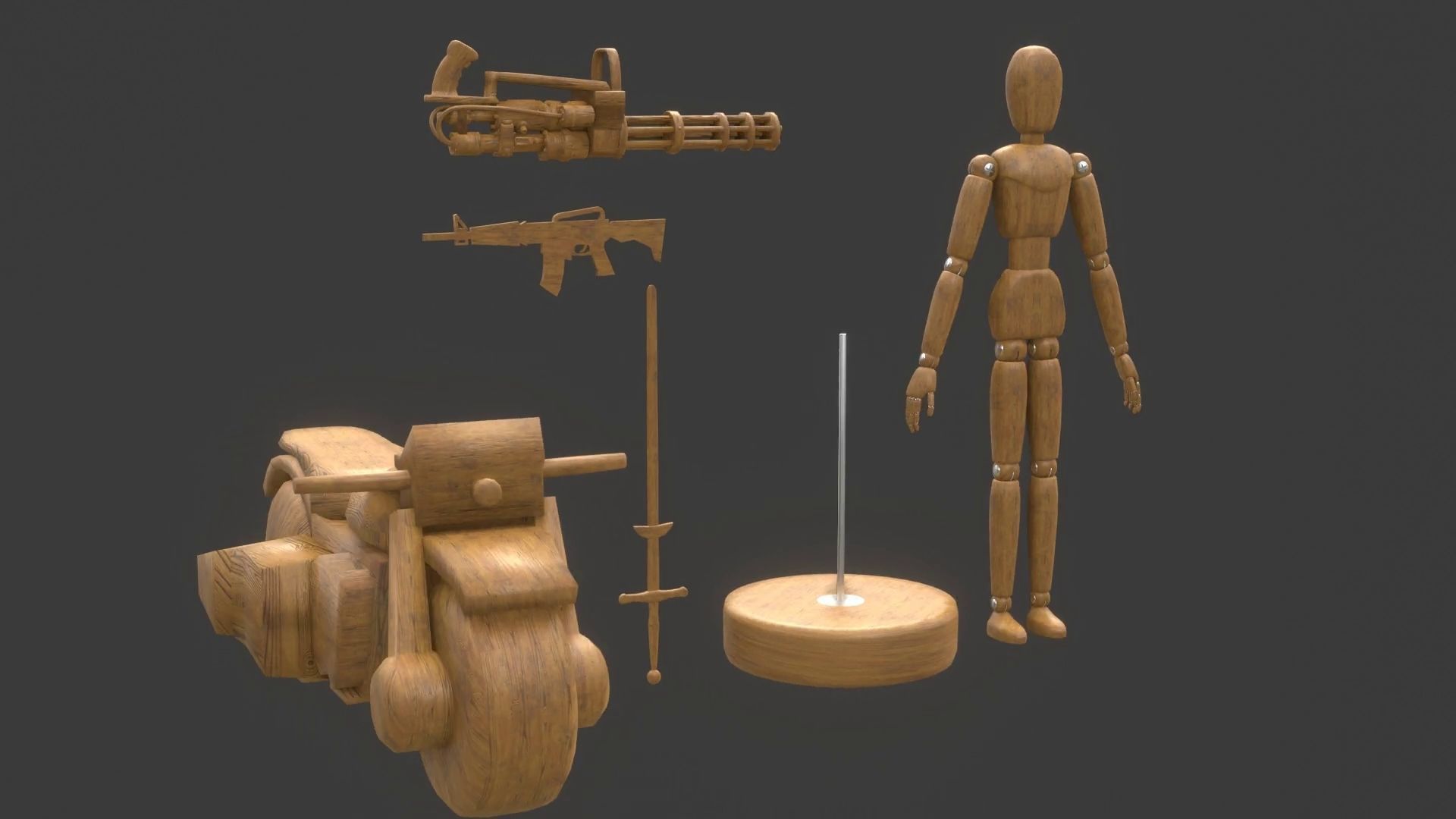 Rigged Wooden Manequin  3D Model 3D model_7