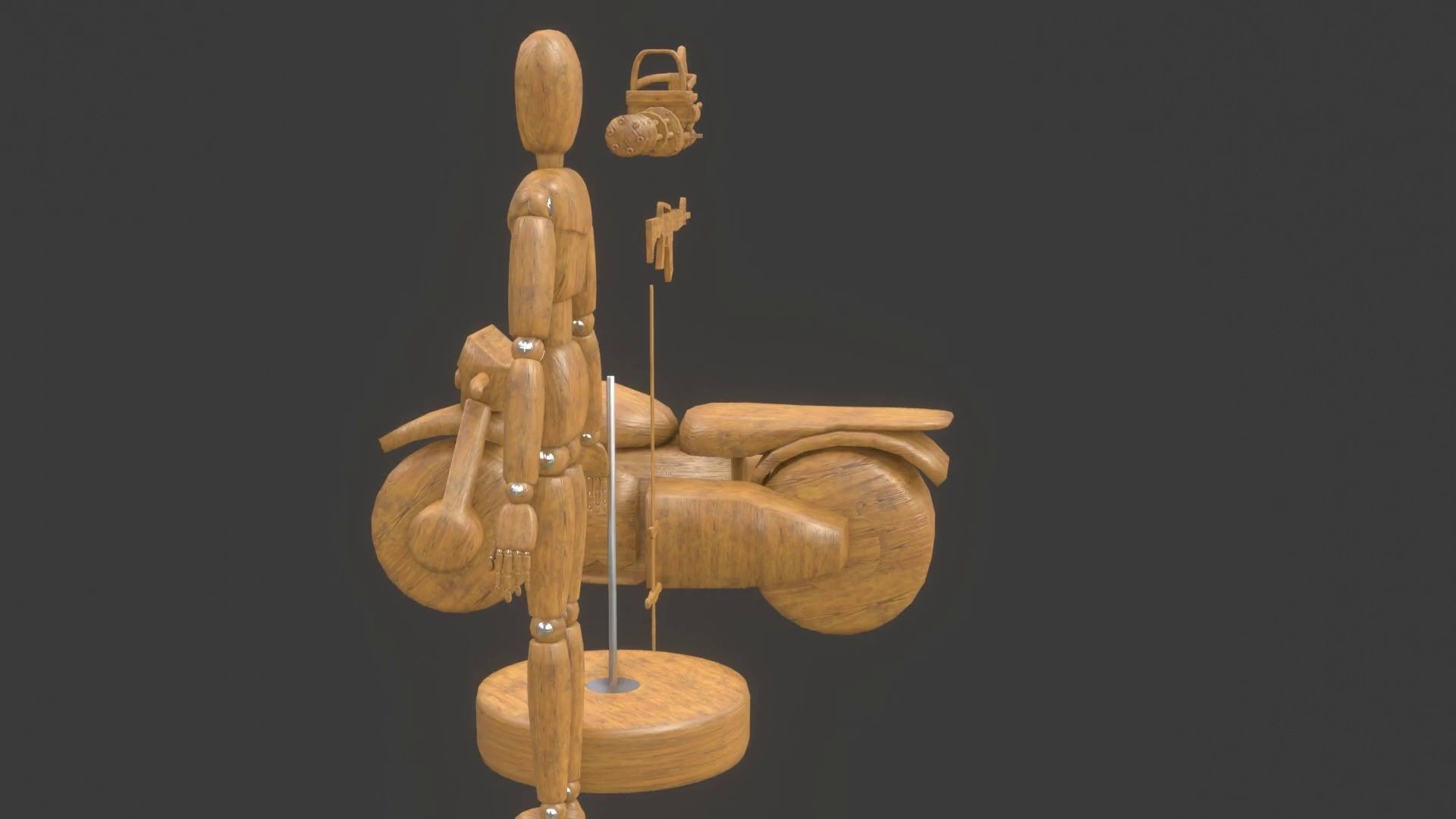 Rigged Wooden Manequin  3D Model 3D model_18
