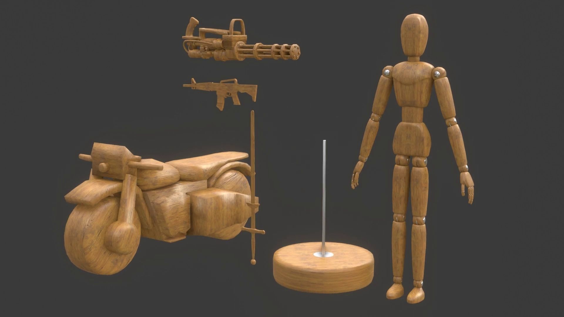 Rigged Wooden Manequin  3D Model 3D model_22