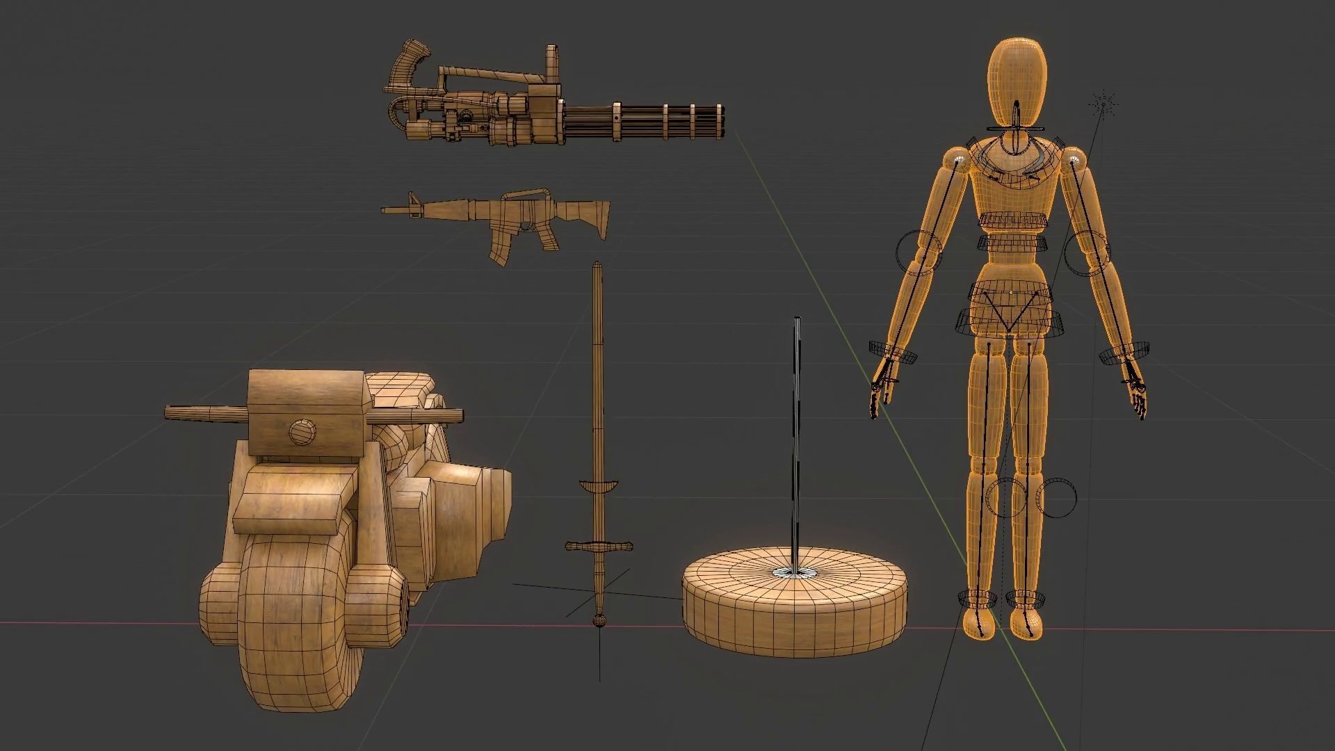 Rigged Wooden Manequin  3D Model 3D model_29