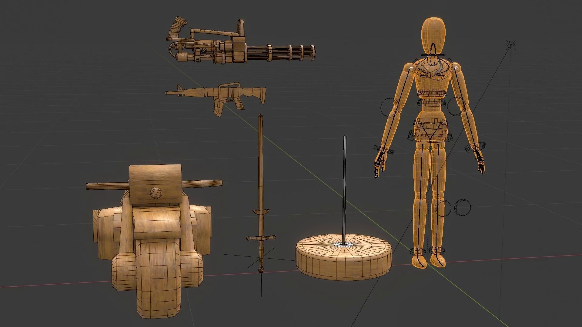 Rigged Wooden Manequin  3D Model 3D model_30