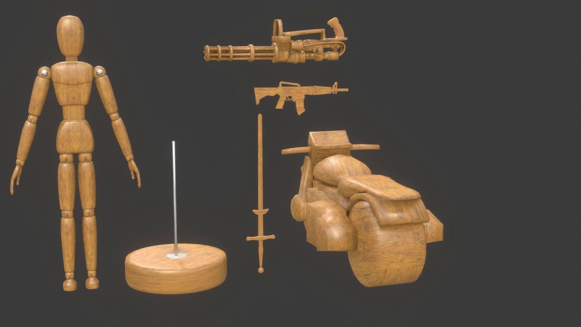 Rigged Wooden Manequin  3D Model 3D model_15