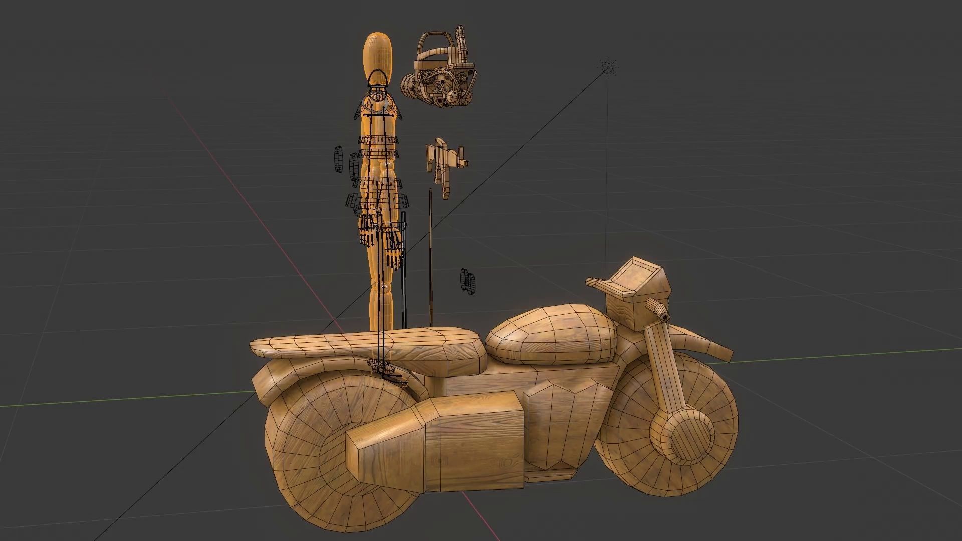 Rigged Wooden Manequin  3D Model 3D model_35